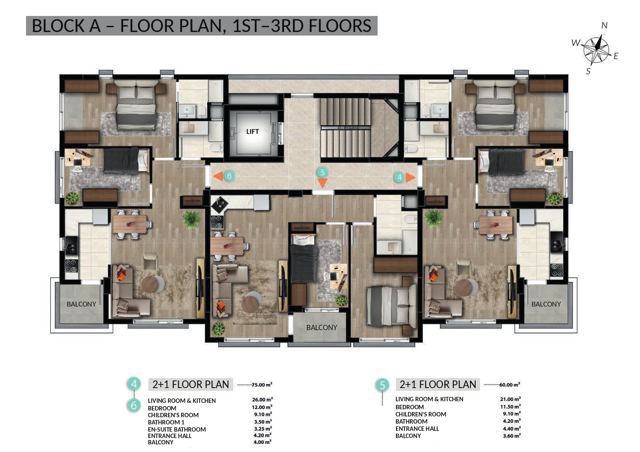 De Mare · Block A · Floors 1–3