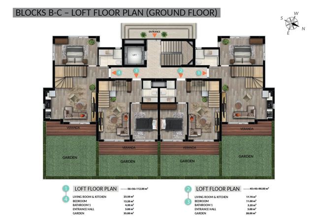 De Mare · Blocks B–C · Loft ground floor